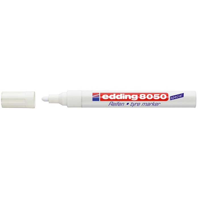 Edding 8050 2-4mm Gumijelölő marker - kúpos - Fehér (7580004000)