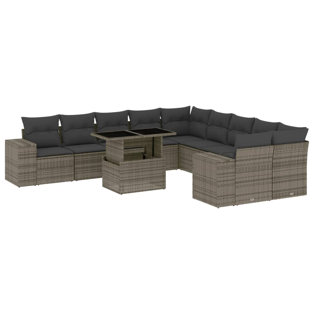 11 részes szürke polyrattan kerti ülőgarnitúra párnákkal (3269430)