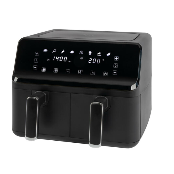 Doppel-Heißluftfritteuse FR 3804 H (schwarz, 2x 1.350 Watt, 2 Körbe je 4 Liter)