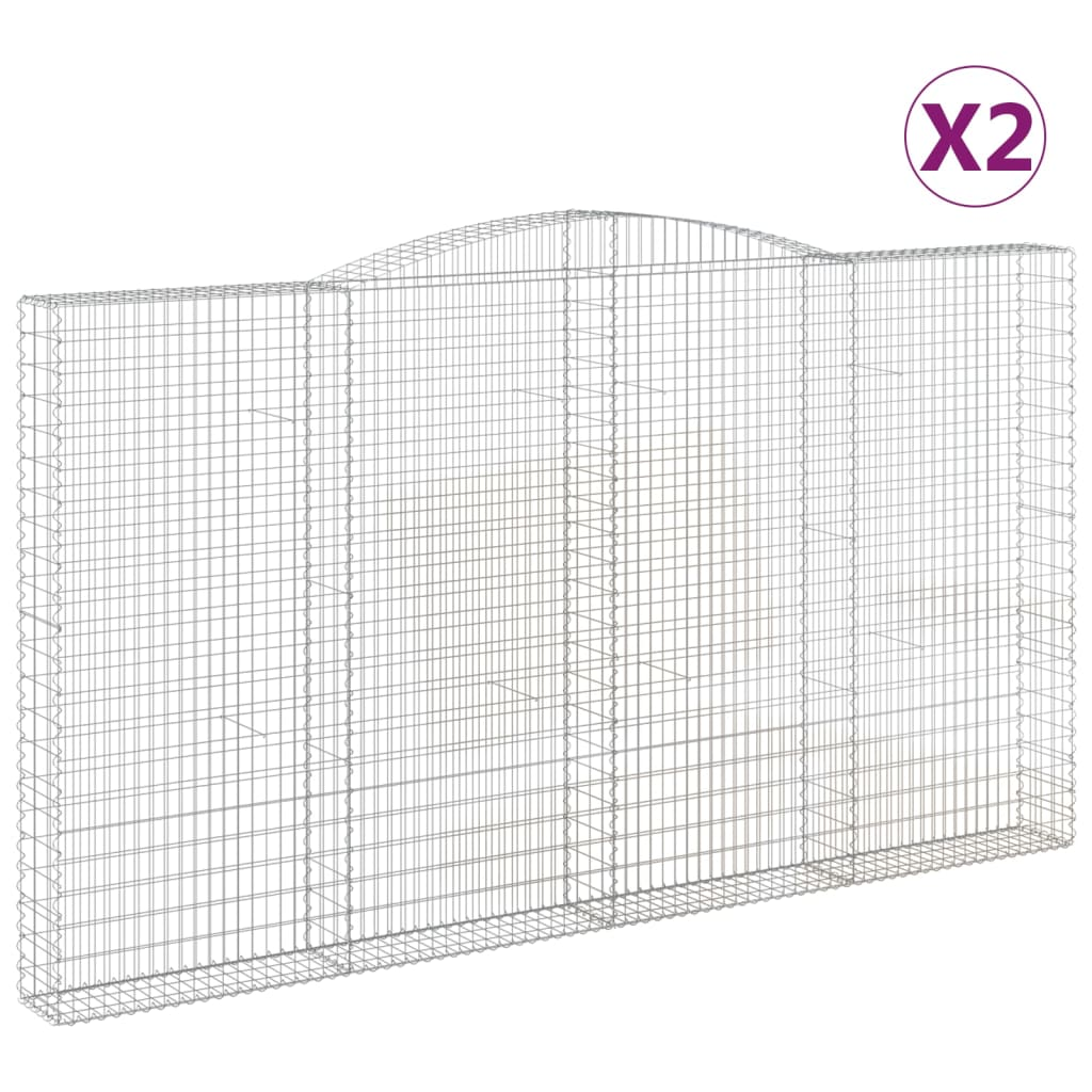 2 db íves horganyzott vas gabion kosár 400x30x220/240 cm (3146944)
