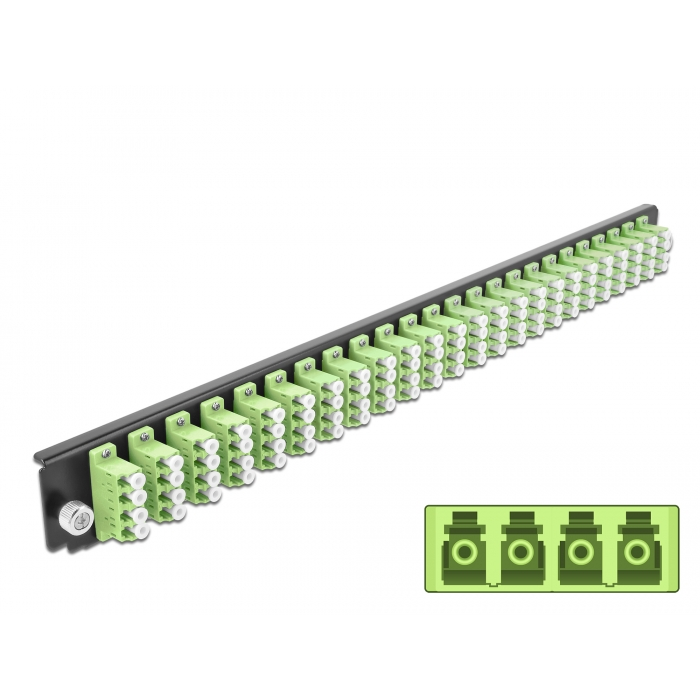 Delock 19 kötő doboz első panele 24 porttal LC Quad citromzöld (43374) (43374)