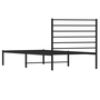 Cadru de pat metalic cu tăblie, negru, 100x190 cm