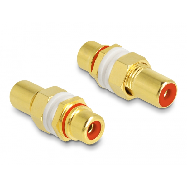 Delock Audio Adapter Cinch Buchse zu Buchse zum Einbau, Farbring rot