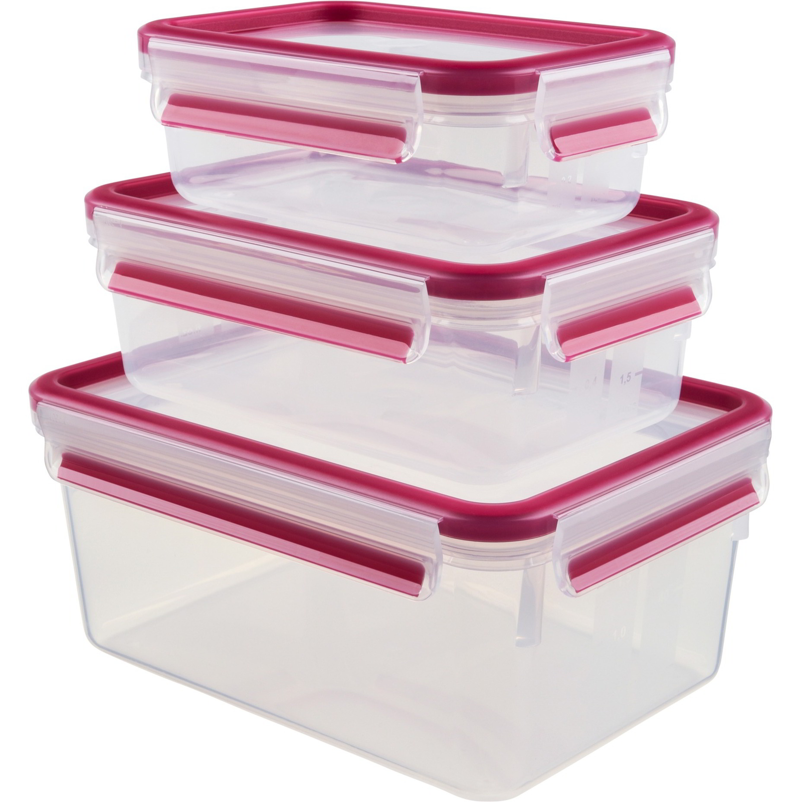 Emsa CLIP & CLOSE Műanyag ételtároló készlet 0,55 / 1,0 / 2,3L (3 db) (515584)