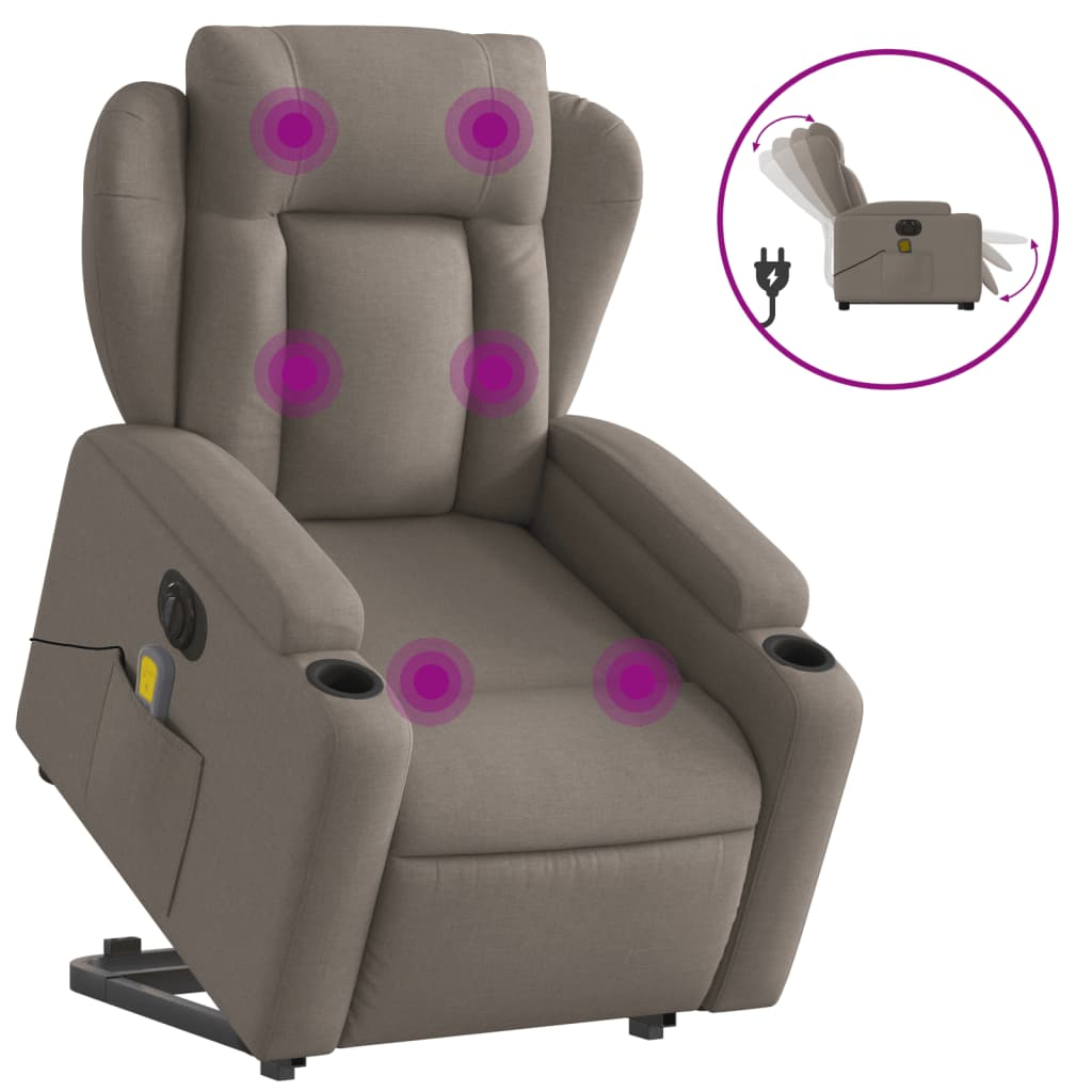 tópszínű szövet dönthető elektromos álló masszázsfotel (3204526)