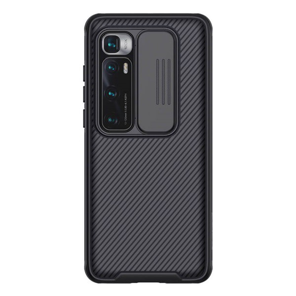 NILLKIN CAMSHIELD PRO műanyag telefonvédő (szilikon keret, közepesen ütésálló, kamera védelem, csíkos minta) FEKETE [Xiaomi Mi 10 Ultra]