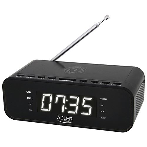 Adler AD 1192B ébresztőóra vezeték nélküli töltés funkcióval fekete (AD 1192B)
