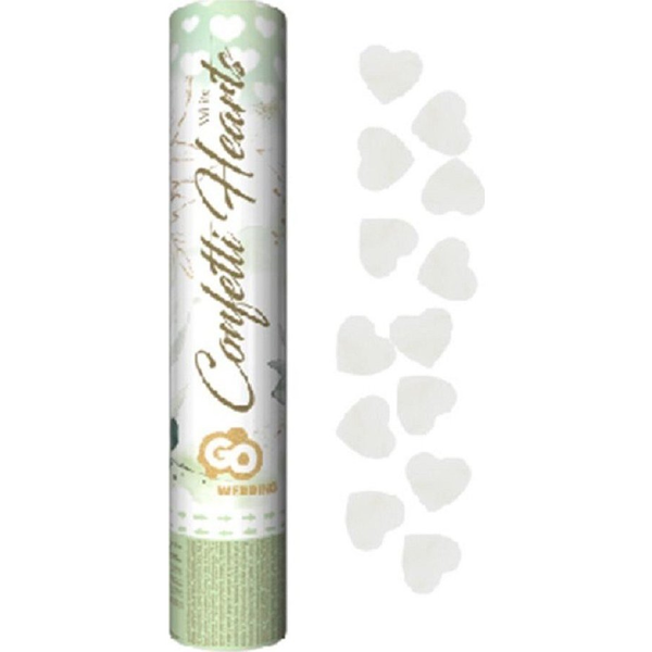 Szív Konfetti Kilövő - 30 cm, Fehér