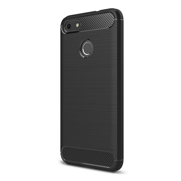 Szilikon telefonvédő (közepesen ütésálló, légpárnás sarok, szálcsiszolt, karbon minta) FEKETE [Huawei P9 Lite Mini] (5996457721511)