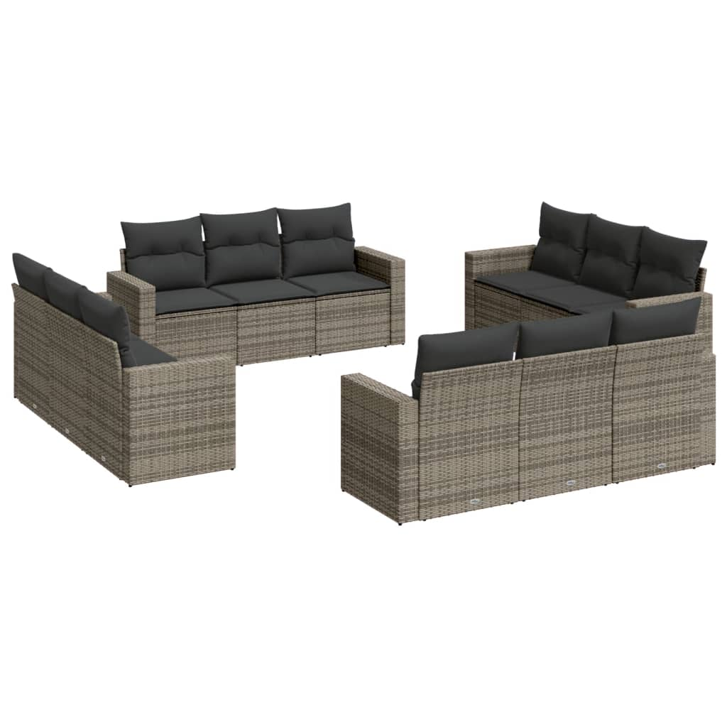 12 részes szürke polyrattan kerti ülőgarnitúra párnákkal (3218760)