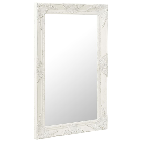 Oglindă de perete în stil baroc, alb, 50 x 80 cm