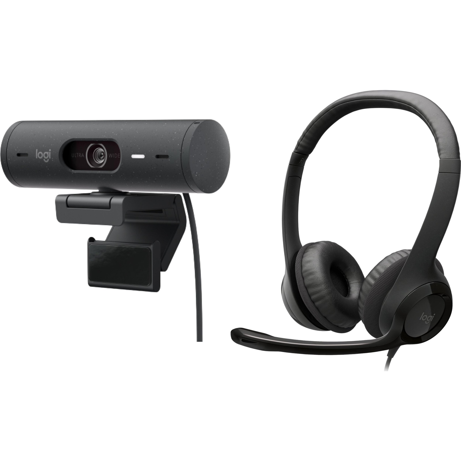 Logitech Brio 500 Graphite webkamera + H390 headset csomag
