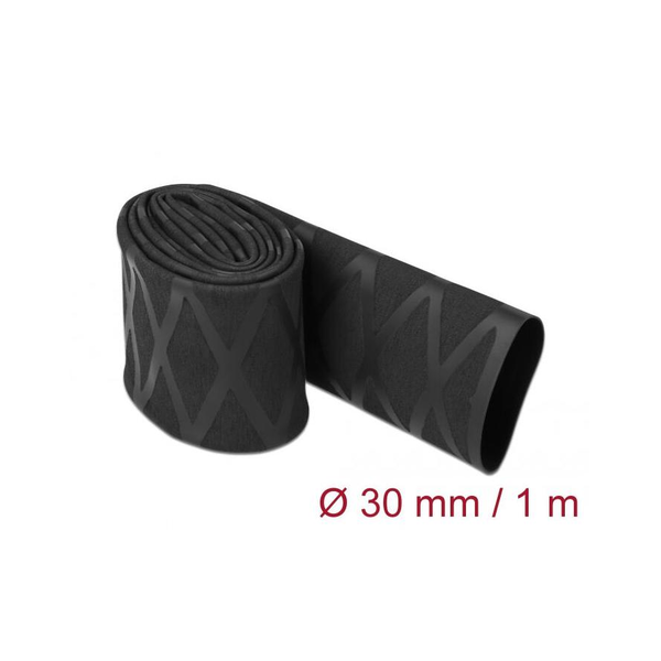 DELOCK Schrumpfschlauch X-Muster rutschfest 1m x 30mm Black