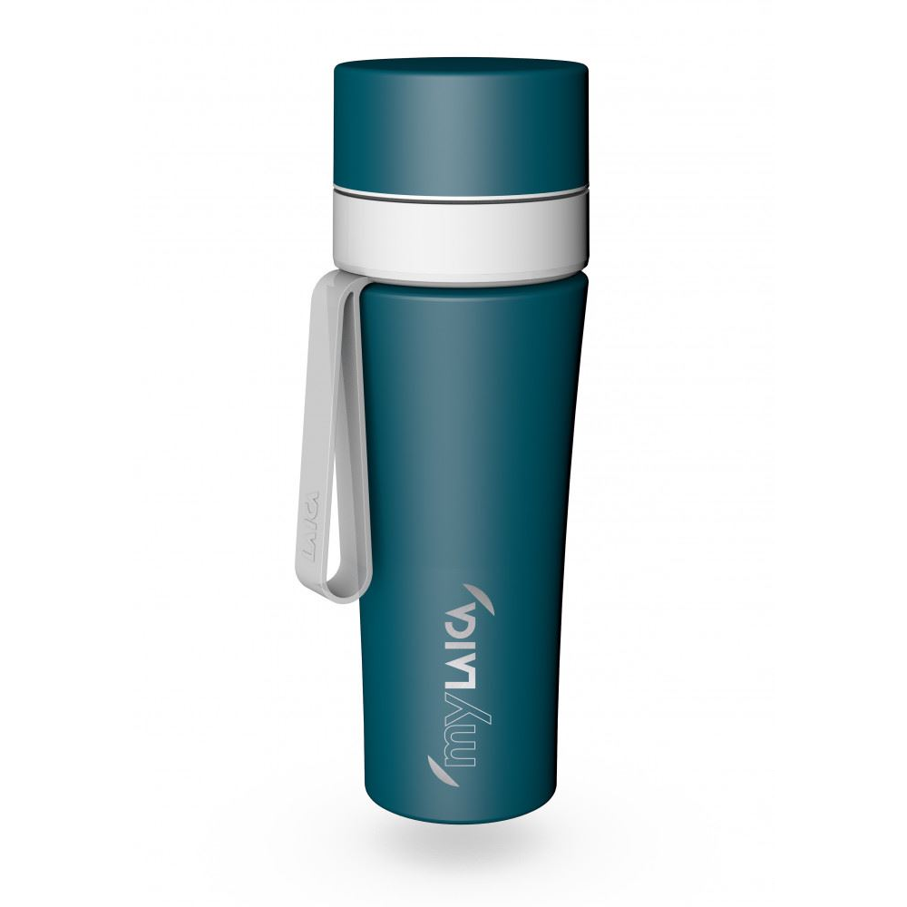 MyLAICA matt zöld színű rozsdamentes acél vízszűrős kulacs szilikon pánttal 0,55 liter (BR70A06) (BR70A06)