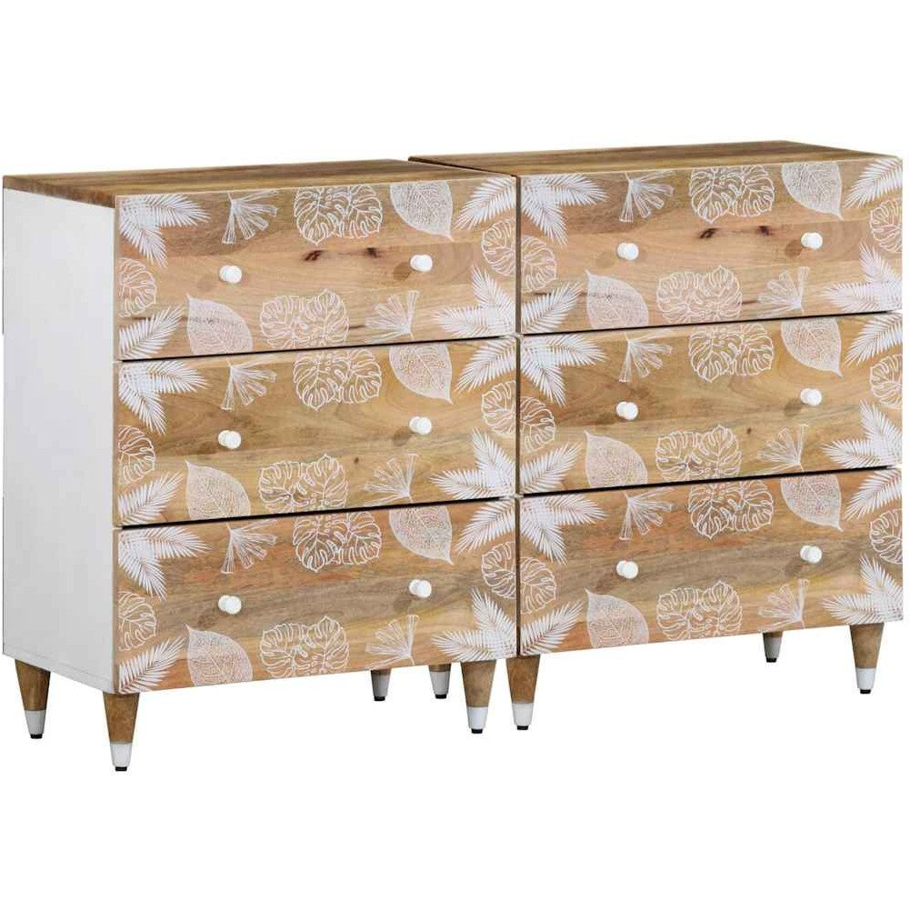 2 db tömör mangófa tálalószekrény 60 x 33,5 x 75 cm (3310133 VidaXL)