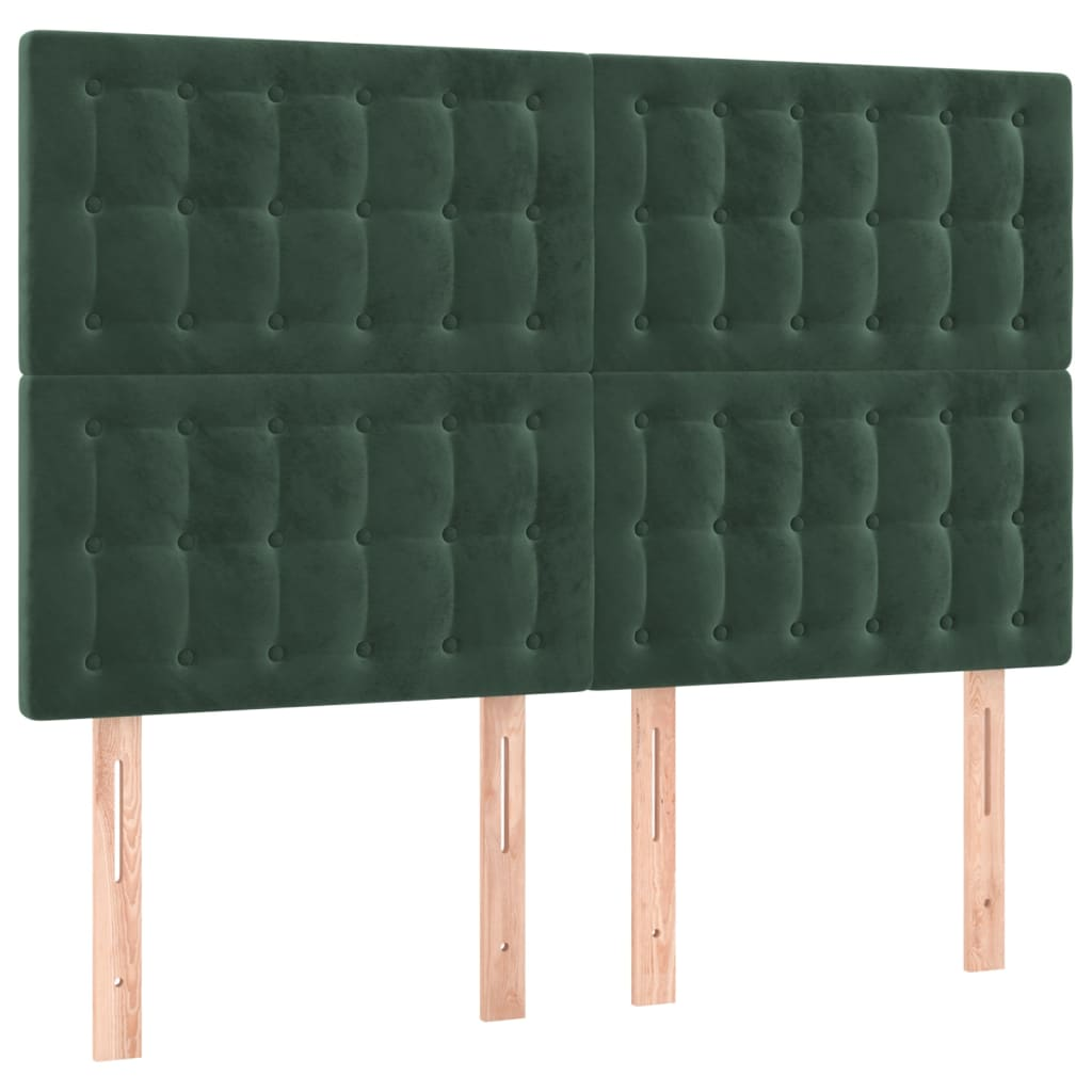 4 db sötétzöld bársony fejtámla 72 x 5 x 78/88 cm (3116817)