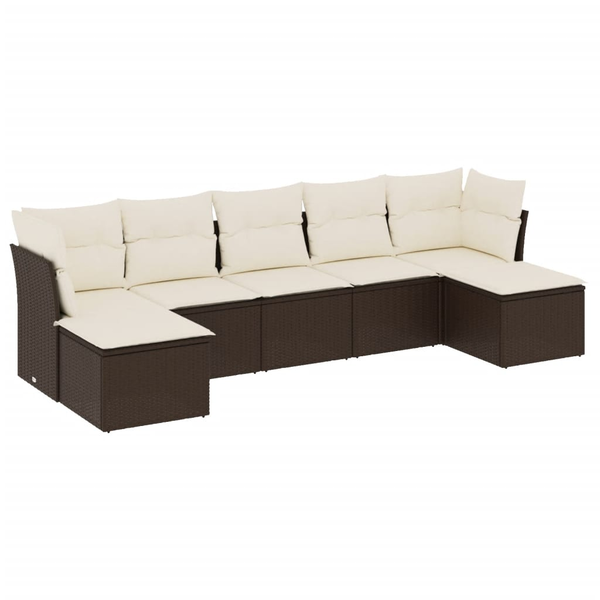 Set canapele de grădină cu perne, 7 piese, maro, poliratan