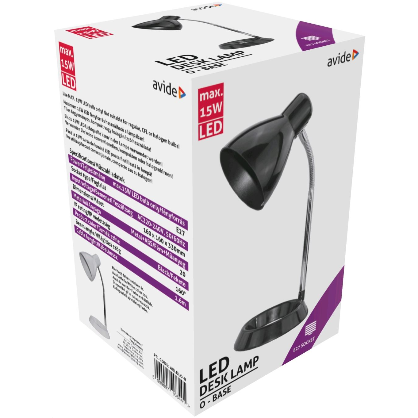 Avide BASIC O talpú fekete asztali lámpa (BASIC O-BK)