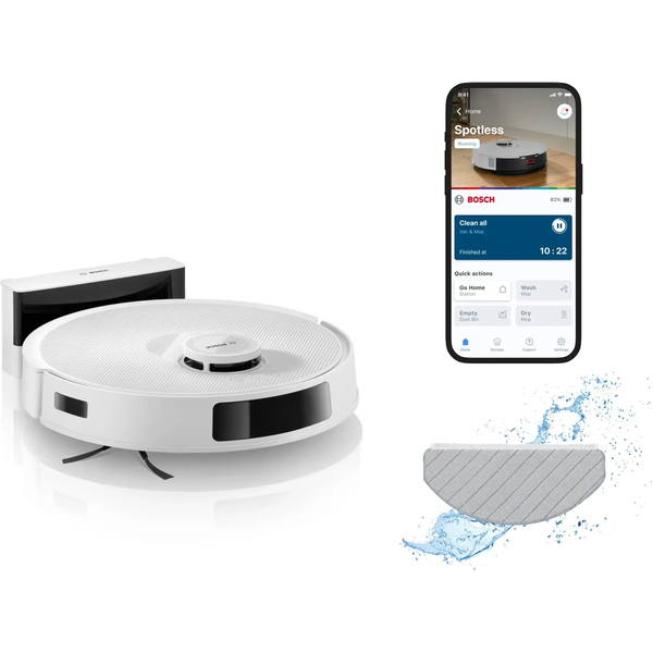 BOSCH BCRC1W Spotless Robotporszívó és felmosó, Fehér