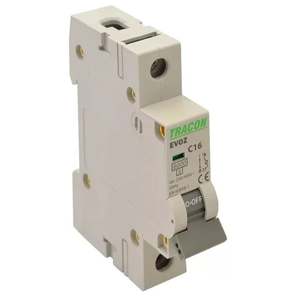 Tracon EVOZ1C16 16A C 1P 6kA Kismegszakító (EVOZ1C16)