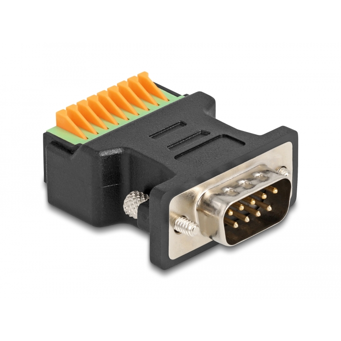 Delock D-Sub 9 apa - Terminal block adapter nyomógombbal (66558) (66558)