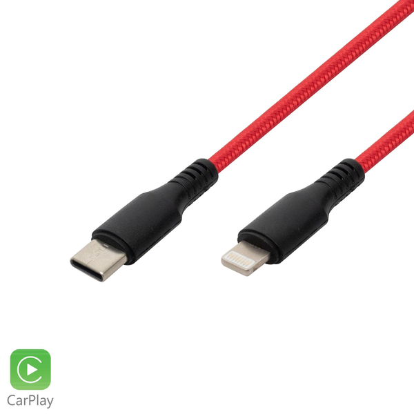 Nabíjací kábel Home USBCL1, USB-C / Lightning, 2,1 A, 1 m, tkaný, červený