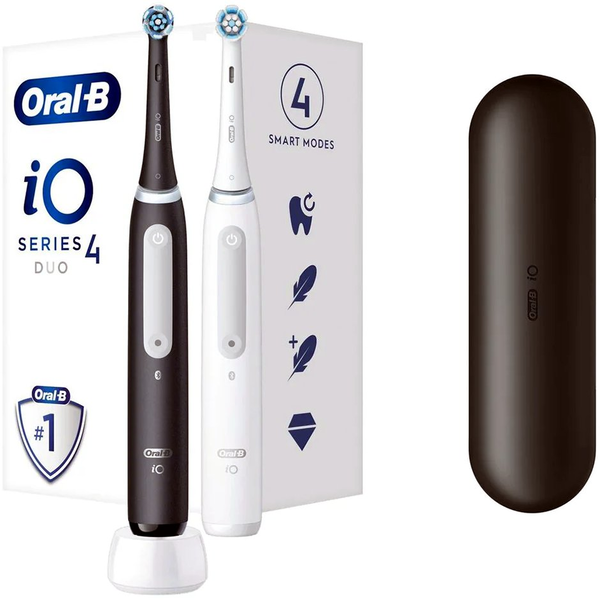 Oral-B iO Series 4 Duo За възрастни Вибрираща четка за зъби Черен, Бяла