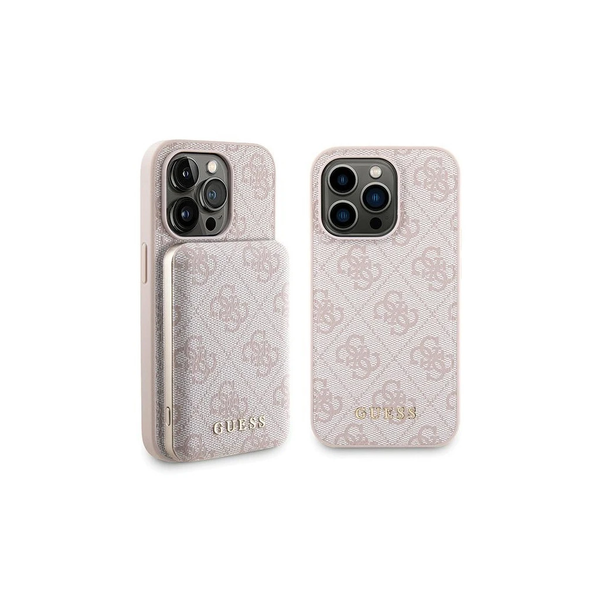 Guess Set GUBPM5P14L4GEMGP iPhone 14 Pro 6.1 készülékhez merev tok + powerbank 5000mAh MagSafe 4G rózsaszín