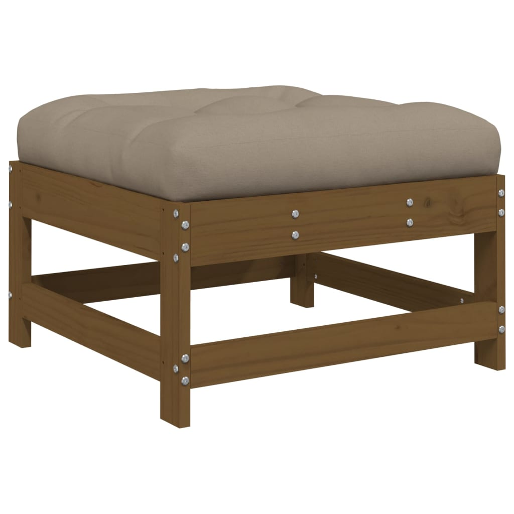 mézbarna tömör fenyőfa kerti lábzsámoly párnával (825558)