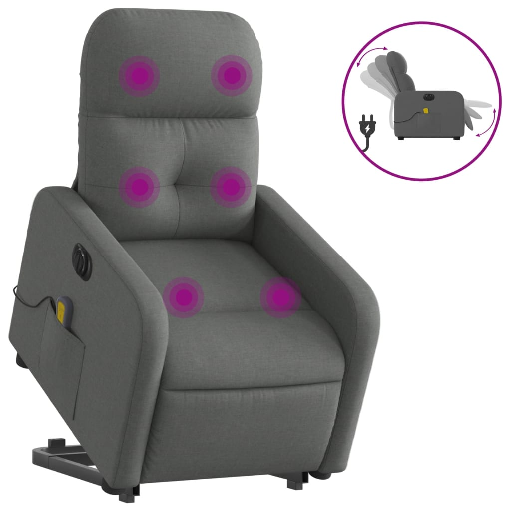 sötétszürke szövet dönthető elektromos álló masszázsfotel (3206823)
