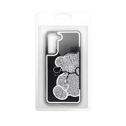 Teddy Bear Samsung Galaxy A25 5G csillogó köves tok fekete-ezüst (101208) (101208)