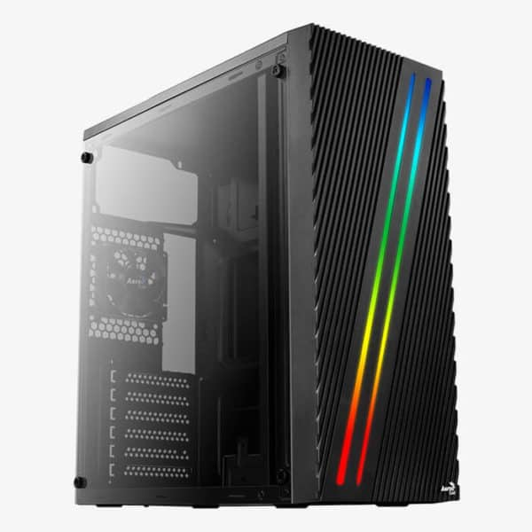 Компютърна кутия Aerocool Streak RGB, Mid-Tower, Без захранващ блок, ATX, Black