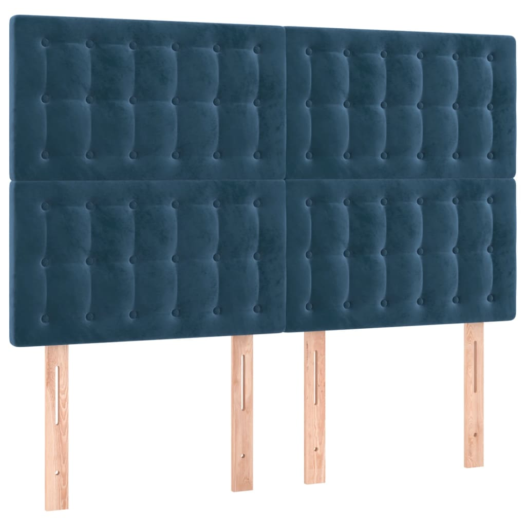 4 db sötétkék bársony fejtámla 72 x 5 x 78/88 cm (3116818)