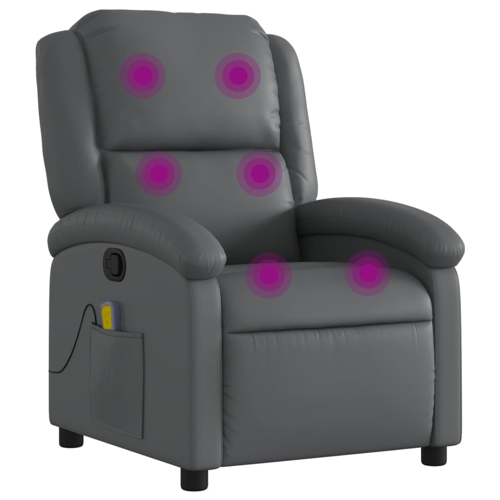 szürke műbőr dönthető masszázsfotel (371785)