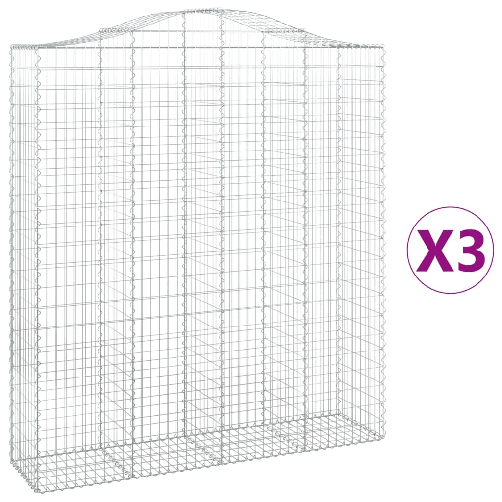 3 db íves horganyzott vas gabion kosár 200x50x220/240 cm (3145767)