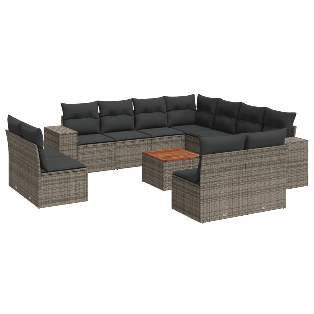 12 részes szürke polyrattan kerti ülőgarnitúra párnákkal (3257838)