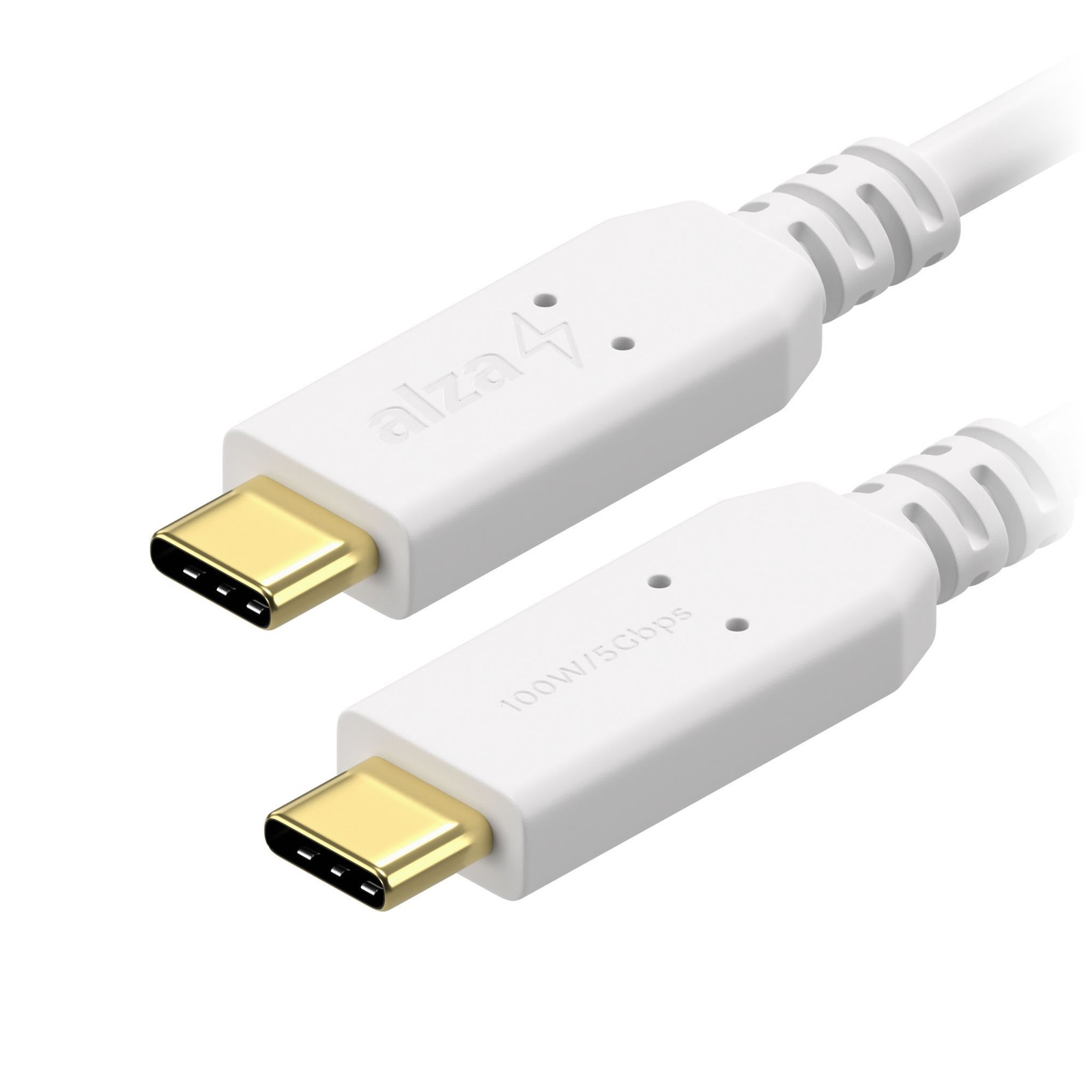 AlzaPower Core USB-C to USB-C 3.2 Gen 1 100W 1m, fehér (APW-CBTC3010W)