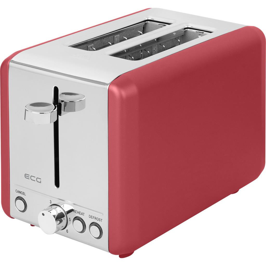 ECG ST 2708 Tradizione 2 szeletes kenyérpirító 925W - Piros / Inox (ST-2708-RD)