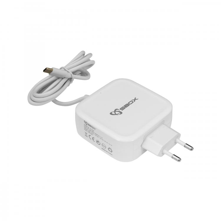 Sbox TC-65 Hálózati USB-C töltő 65W Fehér (SBOX TC-65 TYPE-C)