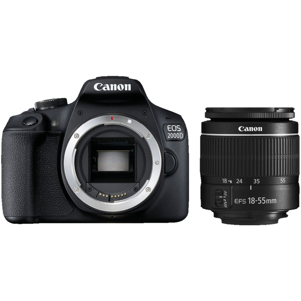 Canon EOS 2000D Digitális fényképezőgép + EF-S 18-55 DC III objektív - Fekete