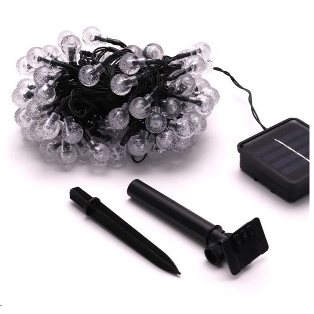 IRIS Buborékgömb alakú 23mm/8 programos/7m/IPX3 szabványos/meleg fehér/50db LED-es/napelemes fénydekoráció (317-03) (317-03)