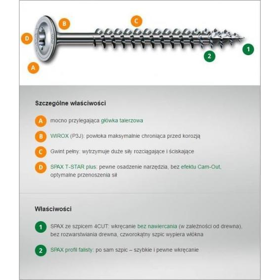 SPAX 0251010801405 R 88193 m.Spitze/T-STAR Facsavar 8 mm 140 mm T-STAR plus Acél WIROX 50 db (SXT245664)