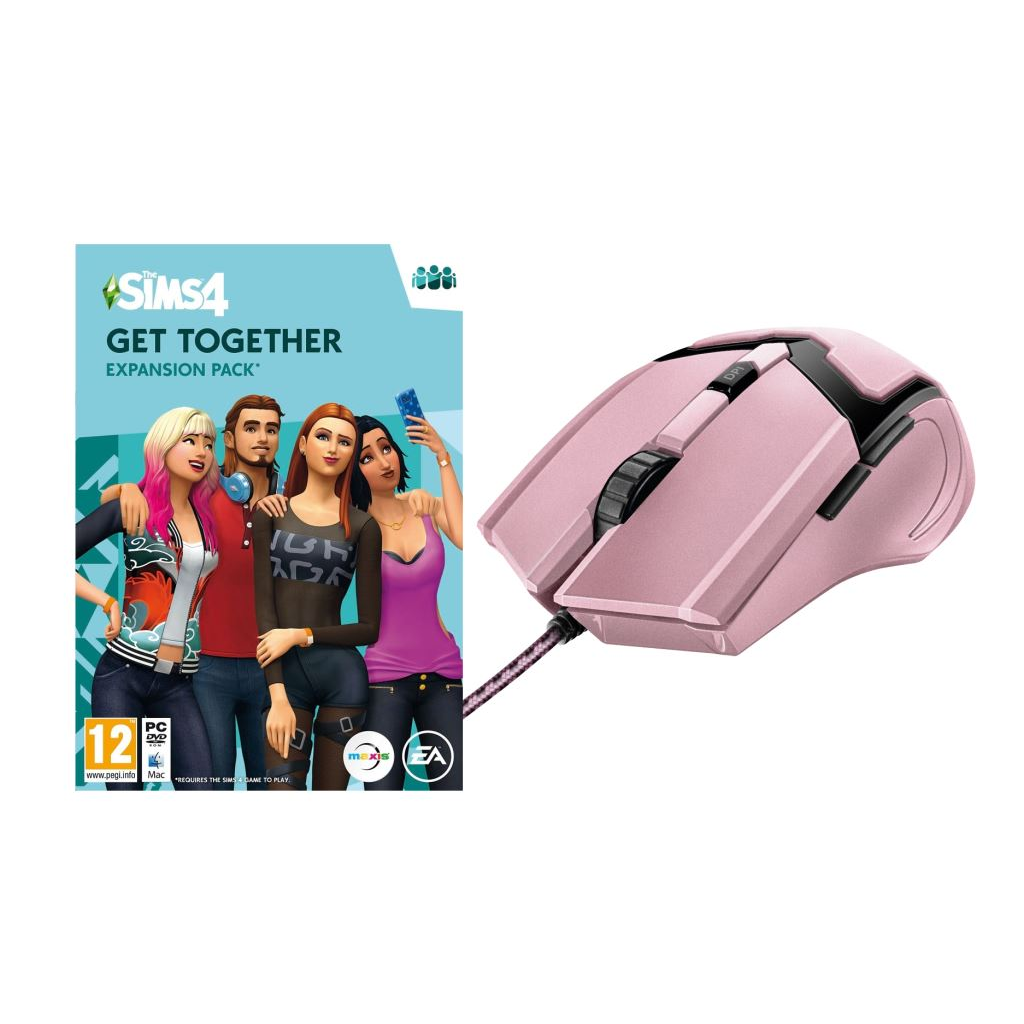 The Sims 4: Get Together + Trust GXT 101P Gav USB egér rózsaszín (PC - Dobozos játék)
