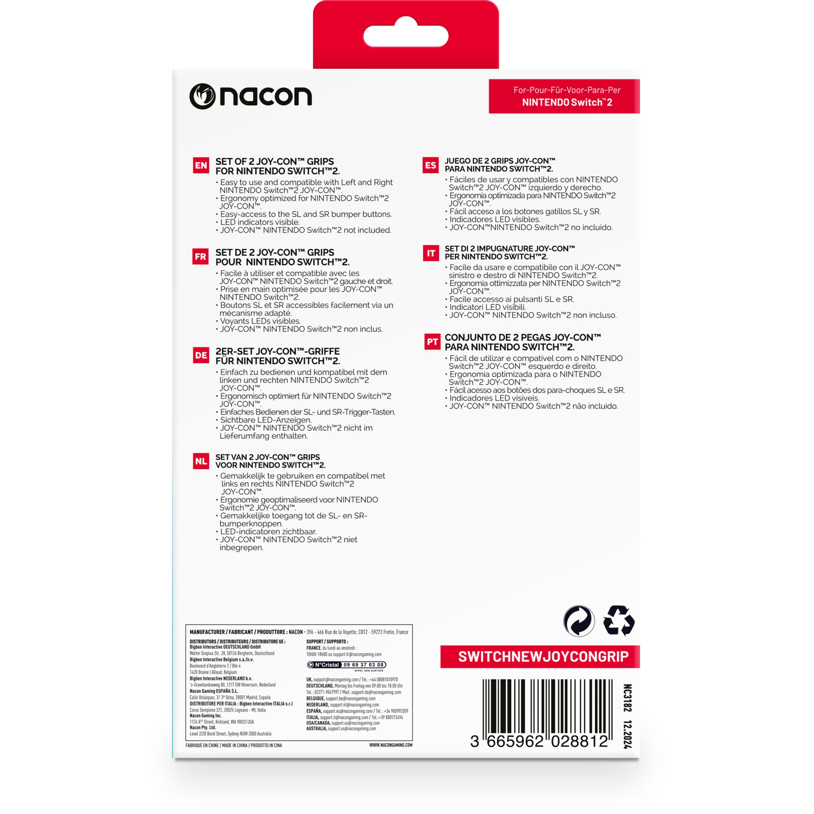 Nacon Dual Joy-Con Grips Set - Nintendo Switch 2 (SWITCHNEWJOYCONGRIP)