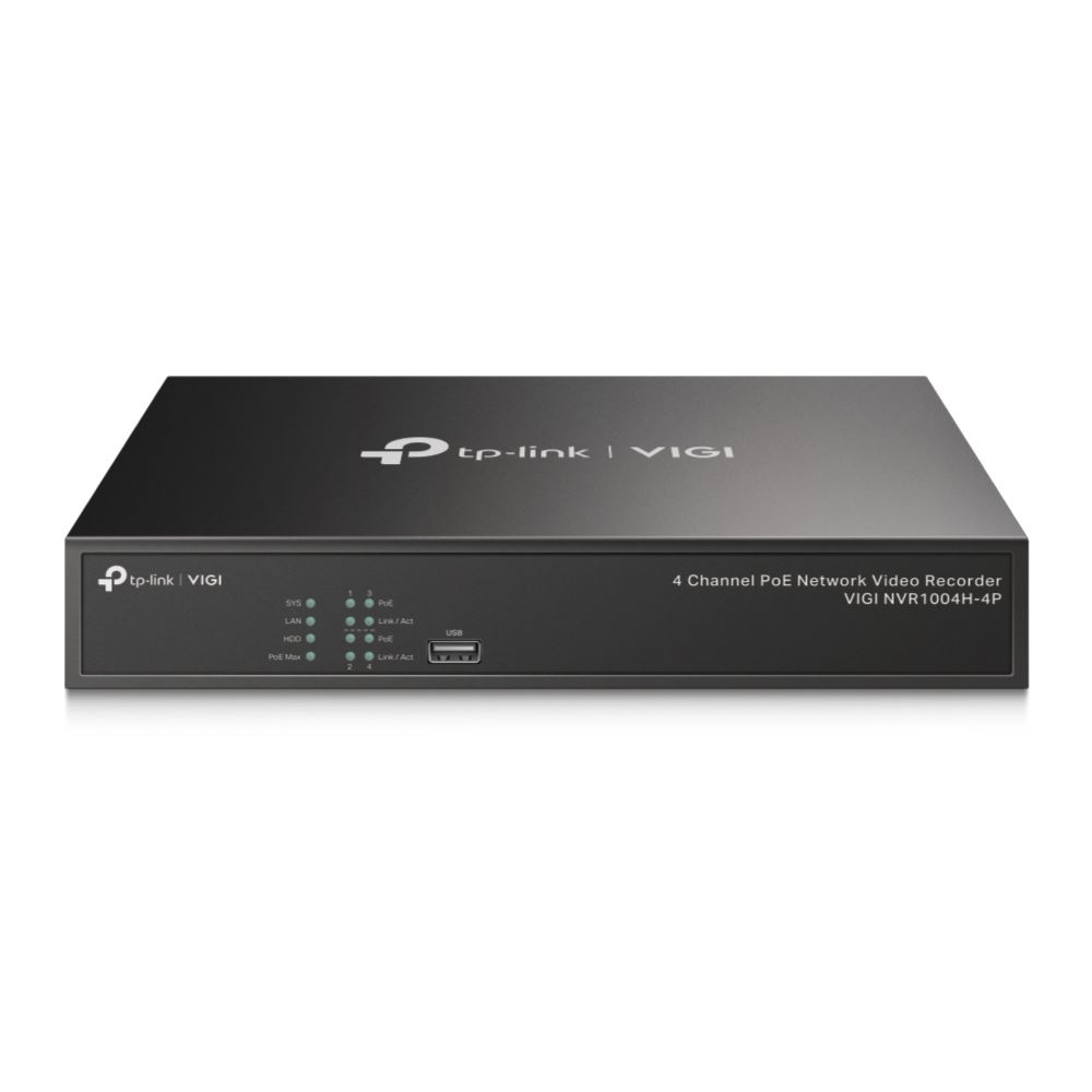 TP-Link VIGI NVR1004H-4P-2TB 4 csatornás NVR 2TB HDD-vel fekete (NVR1004H-4P-2TB)