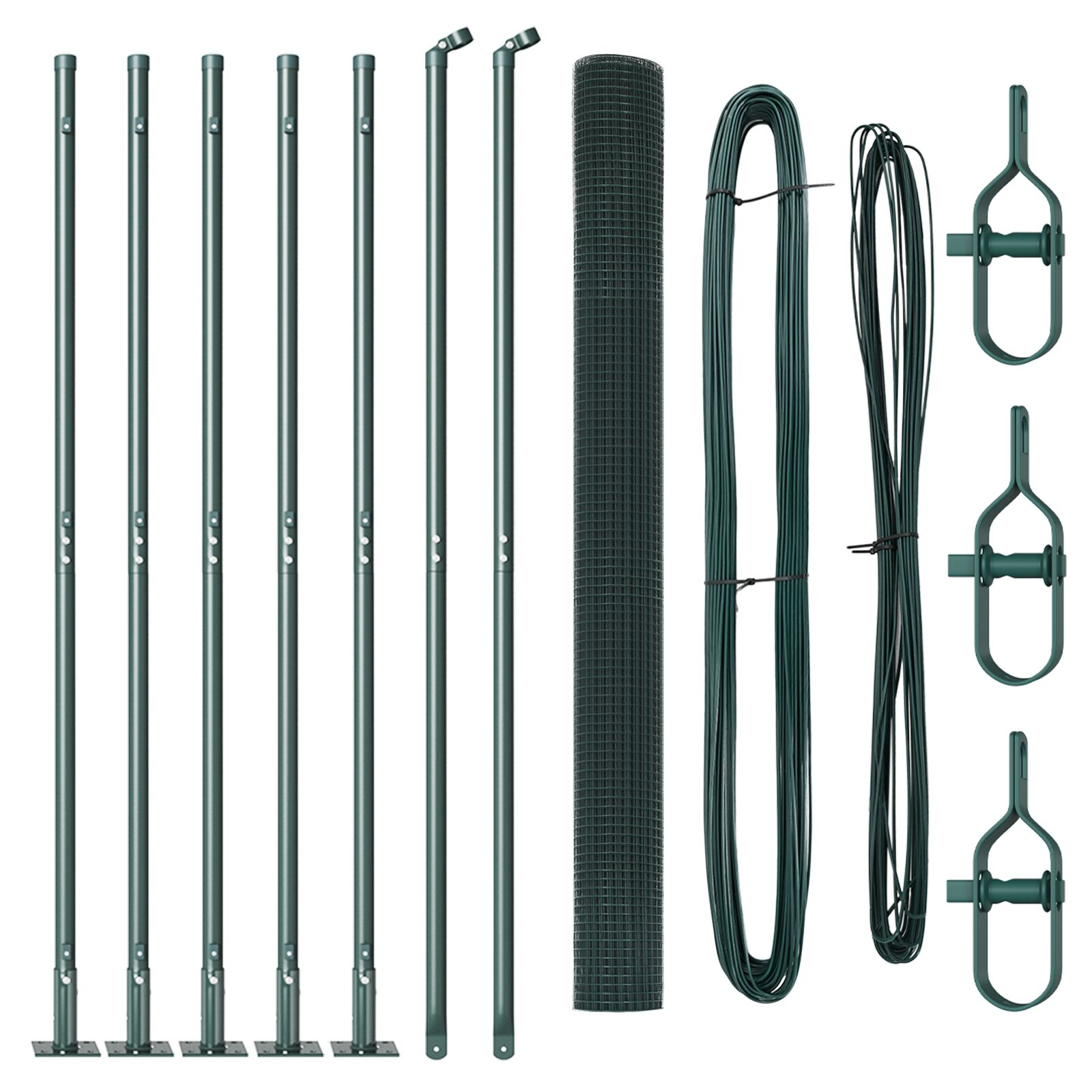 Hegesztett Háló Kerítés 7 Felfúrható Oszloppal Zöld 1.4x10 m Acél (3352408)