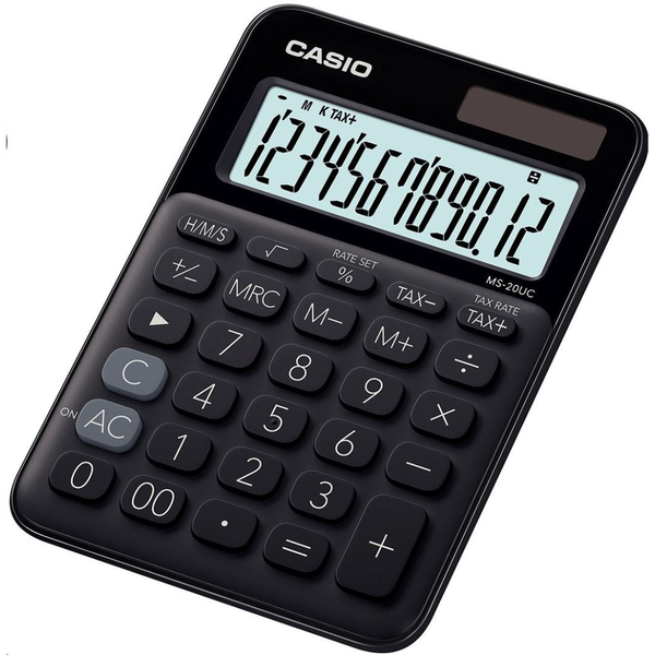 Calculator de birou, Casio, MS-20UC-BK, Negru