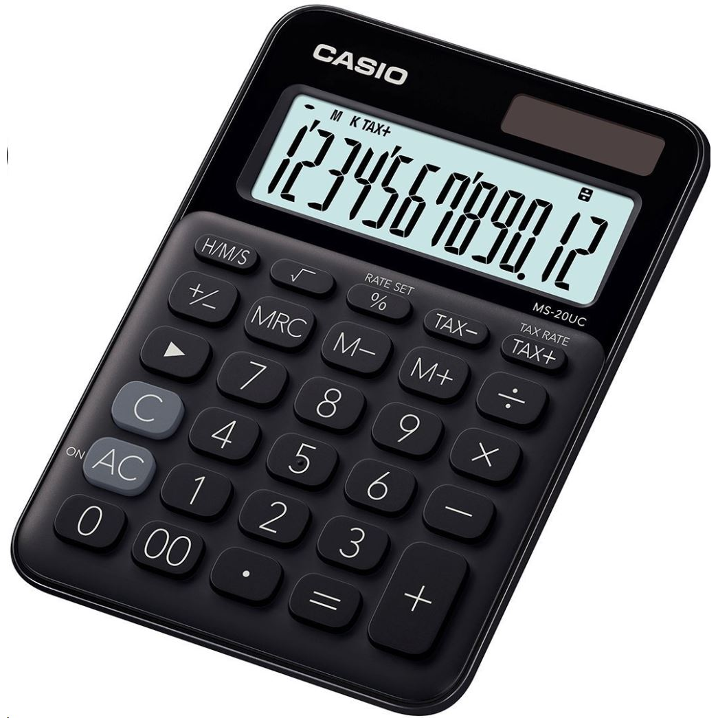 Casio MS-20UC-BK asztali számológép, fekete (MS-20UC-BK)