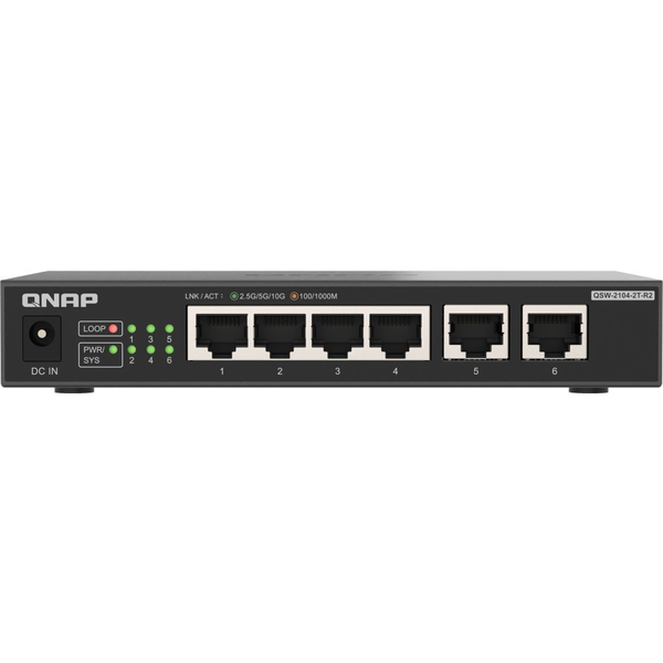 QNAP QSW-2104-2T-R2 Netzwerk-Switch Unmanaged 10G Ethernet (100/1000/10000) Desktop Schwarz
