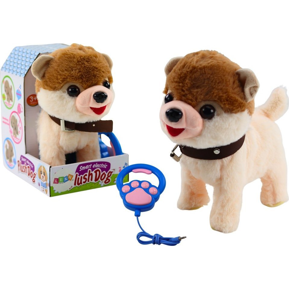 Interaktív Kutya Pórázon Sétál, Táncol, Énekel Fehér Bézs Színű (21057)